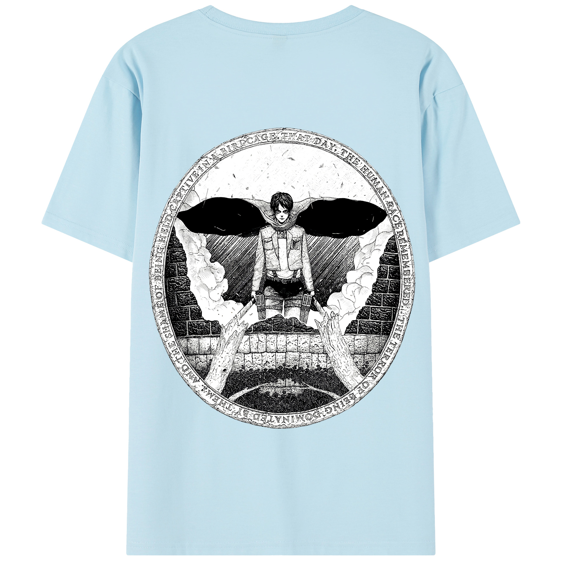 （画像用） 進撃の巨人 エレン･イェーガー Attack on Titan Eren Jäger 綿100％半袖Tシャツ（背面プリント）